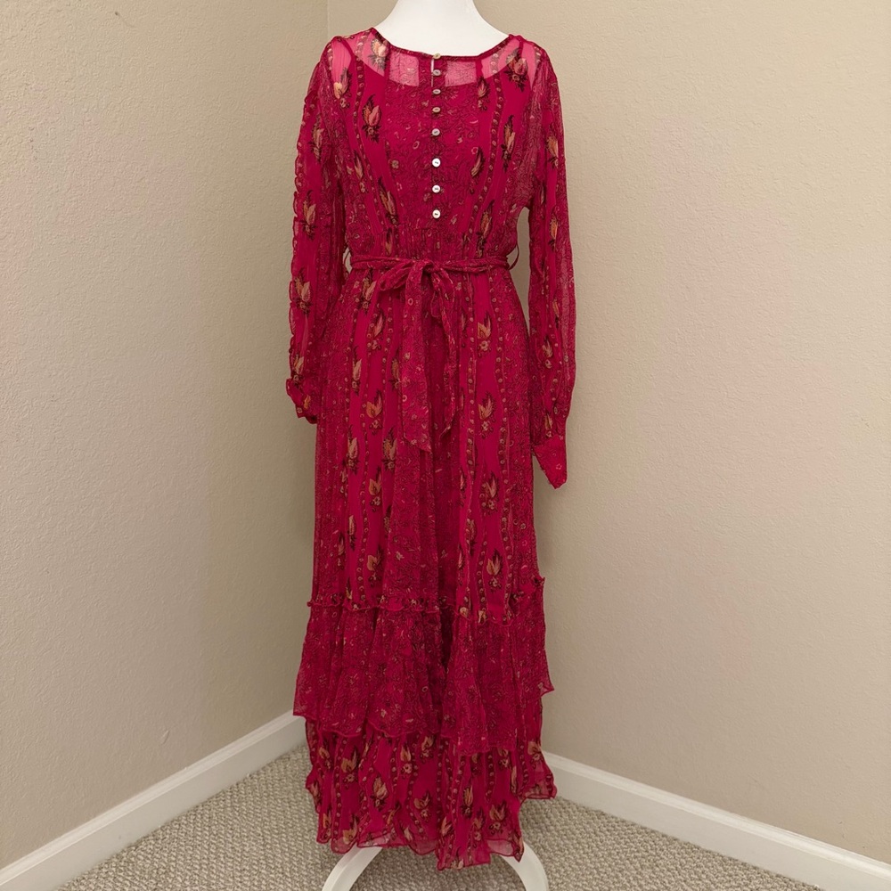 Ritu Kumar Vibrant Red Long Sleeve Dress